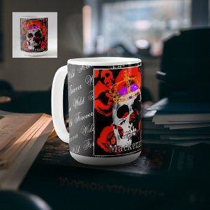 Custom Gothic Skull Rote Rosen Kaffee Tasse