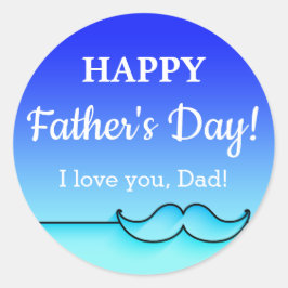 CUSTOM Gradient Blue Father's Day Mustache Runder Aufkleber