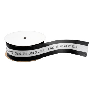 Custom Graduate Ribbon | Black White Ripsband
