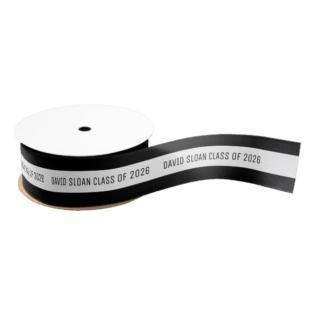 Custom Graduate Ribbon | Black White Ripsband (Spule)
