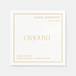 Custom Graduate White Gold Paper Napkin Serviette