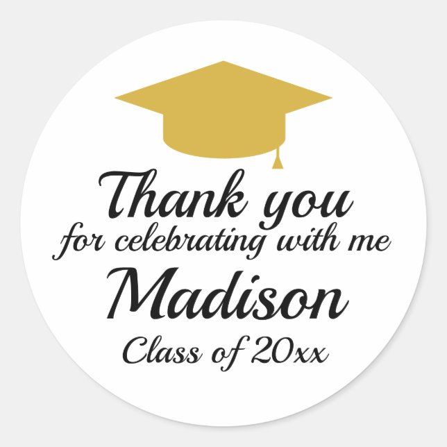 Custom Graduation Party Gefallen Vielen Dank Stick Runder Aufkleber (Vorderseite)
