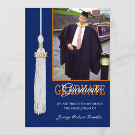 Custom Graduation Party Invite Blue/Orange Tassel Einladung