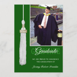 Custom Graduation Party lädt grüne weiße Tassel ei Einladung