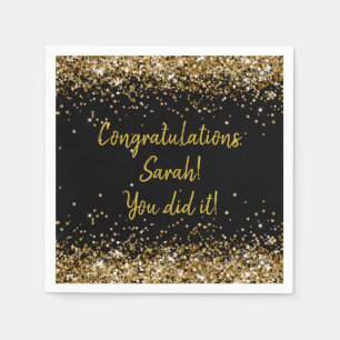 Custom Graduation Party Personalisiert Black & Gol Serviette