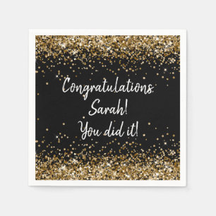 Custom Graduation Party Personalisiert Black & Gol Serviette