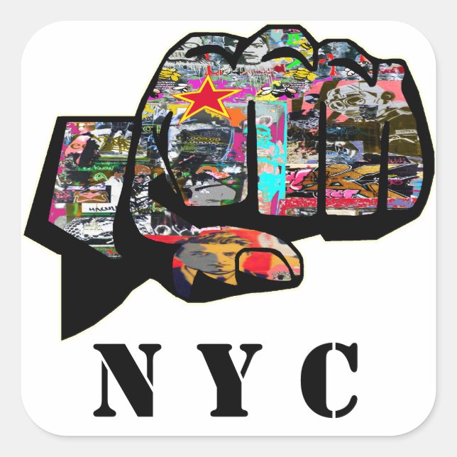 Custom Graffiti faust Quadratischer Aufkleber (Vorderseite)