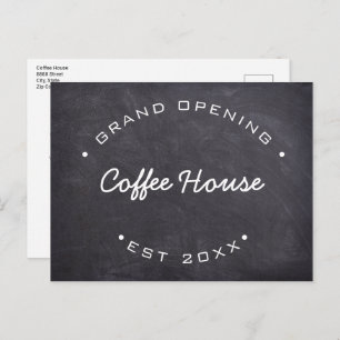 Custom Grand Opening Chalkboard Kaffeehaus Postkarte
