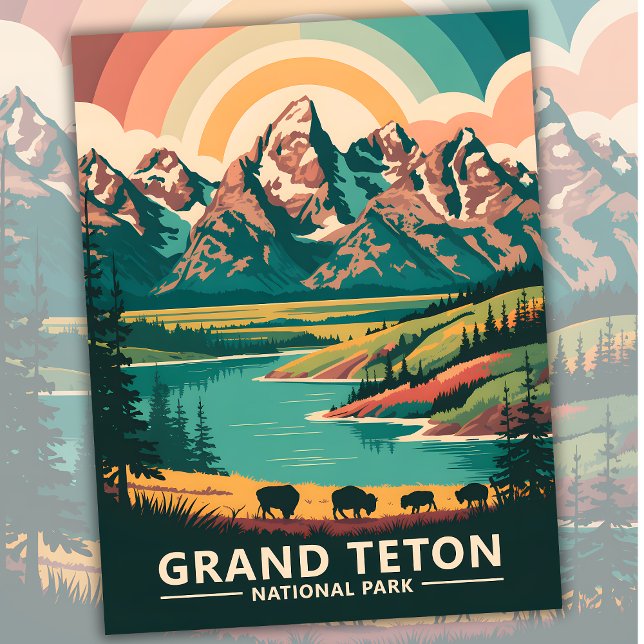 Custom Grand Teton Nationalpark Wildlife Travel Postkarte (Grand Teton National Park Wildlife Travel Postcard)