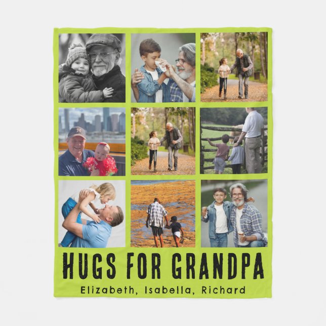 Custom Grandfather 9 Photo Collage Gift from Kids Fleecedecke (Vorderseite)