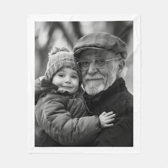 Custom Grandfather Photo Gift from Kids Fleecedecke (Vorderseite)