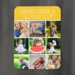 Custom Grandkids Names Instagram 9 Foto Collage Magnet<br><div class="desc">Foto-Magnete personalisiert mit Ihren Fotos und Texten. Fügen Sie die Namen Ihrer Enkelkinder oder anderen benutzerdefinierten Text mit Platz für 9 quadratische Instagram-Fotos hinzu. Verwenden Sie die Entwurfswerkzeuge, um eine beliebige Hintergrundfarbe auszuwählen, mehr Fotos hinzuzufügen und die Schriftart und Farben zu bearbeiten, um ein einzigartiges Design zu erstellen. Eigene Magnete...</div>