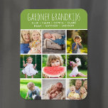 Custom Grandkids Names Instagram 9 Foto Collage Magnet<br><div class="desc">Foto-Magnete personalisiert mit Ihren Fotos und Texten. Fügen Sie die Namen Ihrer Enkelkinder oder anderen benutzerdefinierten Text mit Platz für 9 quadratische Instagram-Fotos hinzu. Verwenden Sie die Entwurfswerkzeuge, um eine beliebige Hintergrundfarbe auszuwählen, mehr Fotos hinzuzufügen und die Schriftart und Farben zu bearbeiten, um ein einzigartiges Design zu erstellen. Eigene Magnete...</div>