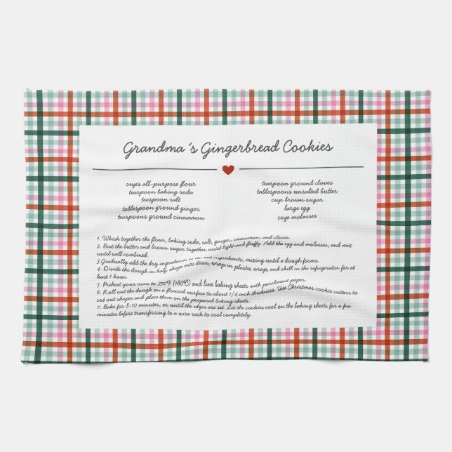 Custom Grandma Recipe Keepsake Christmas Geschirrtuch (Horizontal)