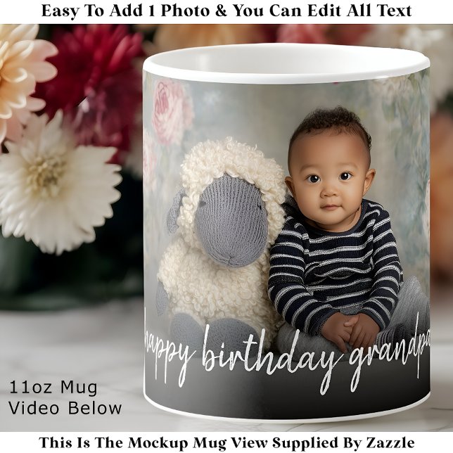 Custom Grandpa Photo Mug Modern One Photo Easy Kaffeetasse (Von Creator hochgeladen)