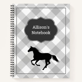 Custom Gray Buffalo Kariert Horse Pony Notizbuch