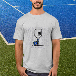 Custom Gray Pickleball Add Name Graphic T - Shirt