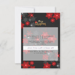 Custom Gray Red Glitzer Glitzern Frohe Weihnachten Einladung