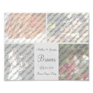 Custom Gray Wedding Foto Collage Print mit Text