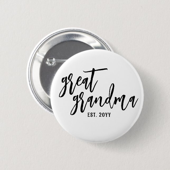 Custom Great Oma Est. Moderne Skripttypografie Button (Vorne & Hinten)