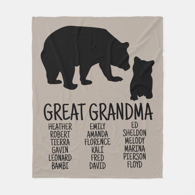 Custom Great Oma Geschenk Grandkid Bear Greige Fle Fleecedecke (Vorderseite)