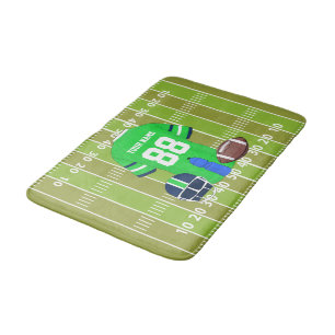 Custom green and blue Football Jersey on Field Badematte