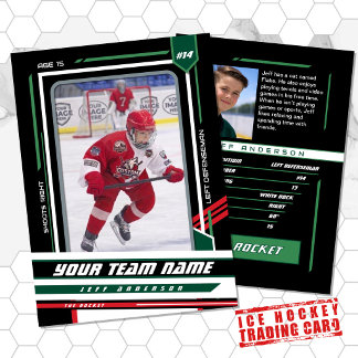 Custom Green & Black Ice Hockey Player Card Telefonnummerkarte