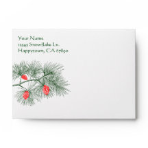Custom Green Blue Pine Muster A6 Lined Envelope