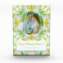 Custom Green Blue Star Hochzeitspende Fotoblock