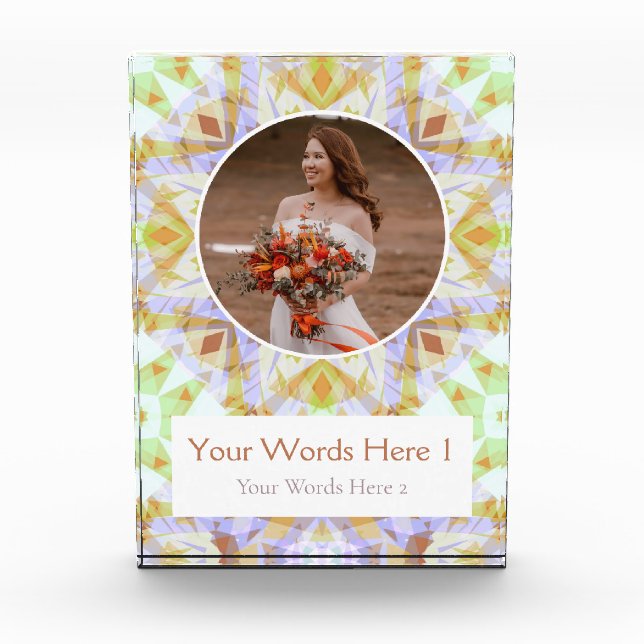 Custom Green Brown Star Hochzeitspende Fotoblock (Vorderseite)