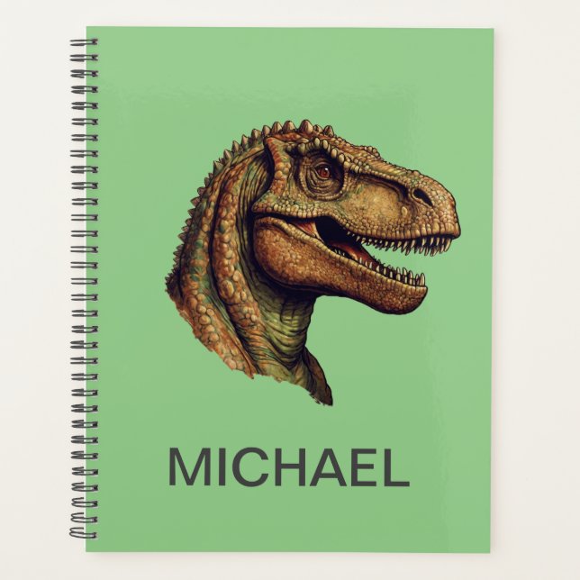 Custom Green Dinosaur T-Rex Tyrannosaurus 2025 Planer (Vorderseite)