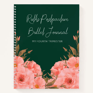 Custom Green Floral Postpartum Journal | New Moms Notizbuch