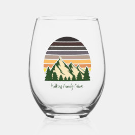 Custom Green Forest Mountain Cabin Weinglas Ohne Stiel