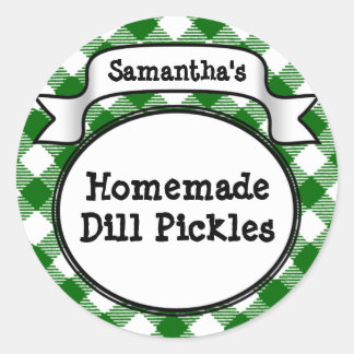 Custom Green Gingham Pickle Jar/Lid Label Runder Aufkleber