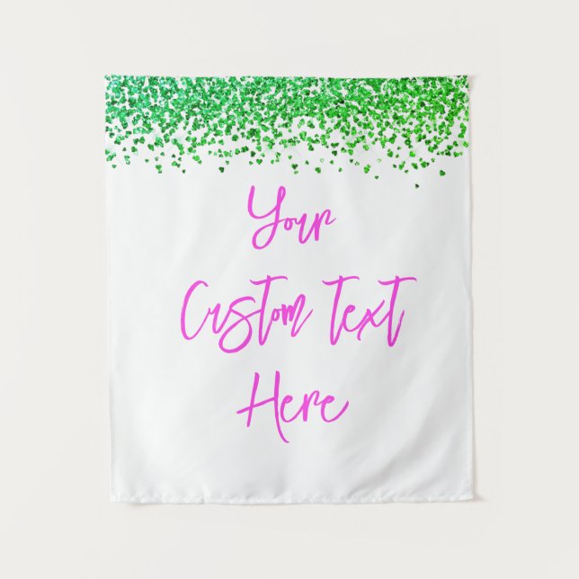 Custom Green Glitzern Birthday Party Foto Stand Wandteppich (Vorderseite)