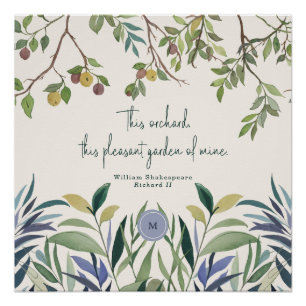 Custom Green Modern Monogram Summer Quote Poster