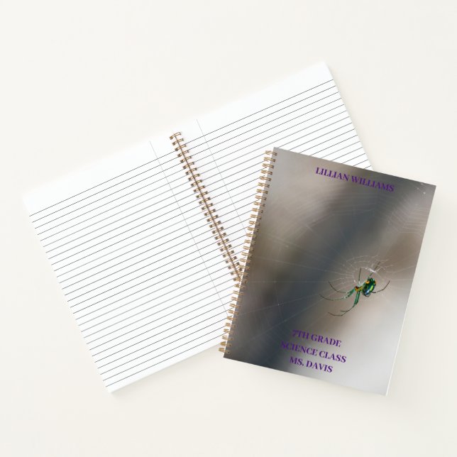 Custom Green Orb Weaver Spider School Notizbuch (Innenseite)