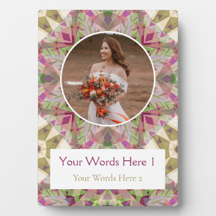 Custom Green Pink Lila Star Wedding Anniversary Fotoplatte