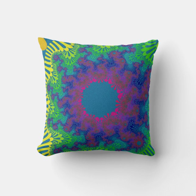 Custom Green Rainbow Sunburst Throw Kissen (Vorderseite)