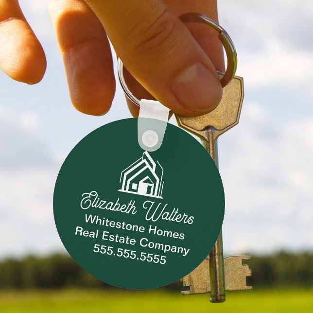Custom Green Real Estate Company House Realtor Schlüsselanhänger (Von Creator hochgeladen)
