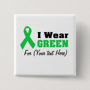 Custom Green Ribbon Awareness Button
