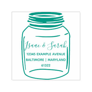 Custom Green Rustic Mason Jar Rücksendeadresse Permastempel