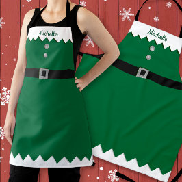 Custom Green Silver Glitzer Workshop Elf Weihnacht Schürze