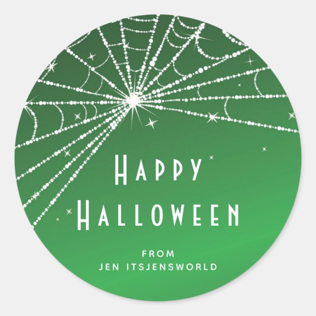 Custom Green Spider Web Halloween Stickers (Vorderseite)