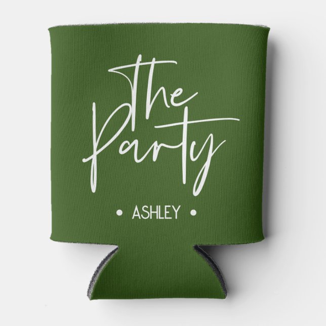 Custom Green "The Party Can Cooler - Bachelorette Dosenkühler (Vorderseite)