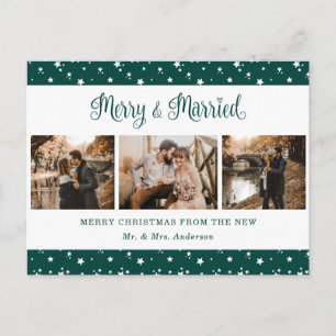 Custom Green Verheiratet und Merry Holiday Postkar Feiertagspostkarte