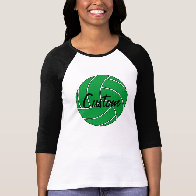 Custom Green Volleyball 3/4 Sleeve Shirt (Vorderseite)
