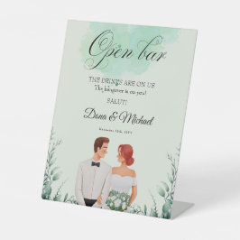 Custom green watercolor flowy wedding sockelschild
