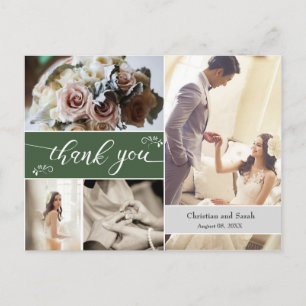Custom Green Wedding Danke Postcard Postkarte