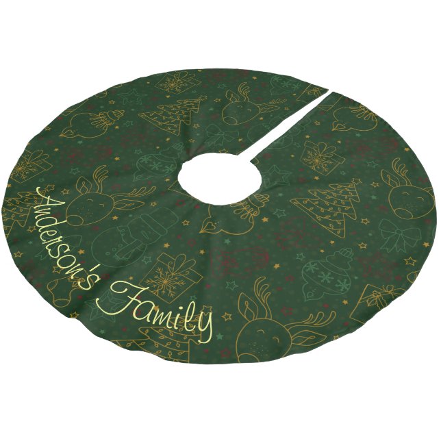 Custom Green Weihnachtsschmuck Glitzern Glitzer Polyester Weihnachtsbaumdecke (Schrägansicht)